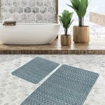 2'li Set Çok Renkli Zeminde Dokuma Halı Motifli Patchwork Desenli Geometrik Sade & Şık  2'li Banyo & Mutfak Paspas Takımı Realhomes