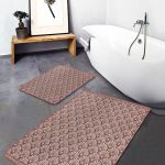 2'li Set Kırmızı Zeminde Geleneksel Motifli Uşak Desenli Eskitme Motifli Avangarde  2'li Banyo & Mutfak Paspas Takımı Realhomes