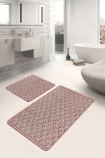 - PaspasTakimi-2li-Set1452-Gorsel-4 - Realhomes  2'li Set Kırmızı - Krem Zeminde Örgü Motifli Etnik Desenli Geometrik Sade & Şık  2'li Banyo & Mutfak Paspas Takımı Realhomes