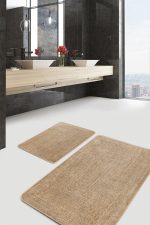 - PaspasTakimi-2li-Set1455-Gorsel-1 - Realhomes  2'li Set Krem Zeminde Hasır Motifli Geleneksel Desenli Sade & Şık Vintage  2'li Banyo & Mutfak Paspas Takımı Realhomes