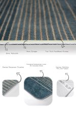 - PaspasTakimi-2li-Set1457-Gorsel-3 - Realhomes 2'li Set Mavi Zeminde El Dokuma Motifli Hasır Desenli Sade & Şık Klasik 2'li Banyo & Mutfak Paspas Takımı Realhomes