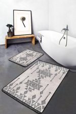 - PaspasTakimi-2li-Set1459-Gorsel-2 - Realhomes  2'li Set Krem - Siyah Zeminde Antika Motifli Geleneksel Desenli Etnik Motifler Vintage  2'li Banyo & Mutfak Paspas Takımı Realhomes