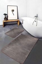 - PaspasTakimi-2li-Set1460-Gorsel - Realhomes  2'li Set Kahverengi Zeminde Dokuma Motifli Vintage Desenli Eskitme Motifli Sade & Şık  2'li Banyo & Mutfak Paspas Takımı Realhomes