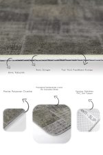 2'li Set Haki Zeminde Patchwork Motifli Etnik Desenli Vintage Klasik  2'li Banyo & Mutfak Paspas Takımı Realhomes