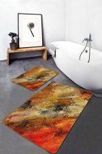 - PaspasTakimi-2li-Set1465-Gorsel-4 - Realhomes  2'li Set Kırmızı Zeminde Kanvas Motifli Yağlıboya Desenli Modern Sade & Şık  2'li Banyo & Mutfak Paspas Takımı Realhomes