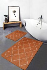 - PaspasTakimi-2li-Set1467-Gorsel-5 - Realhomes  2'li Set Turuncu Zeminde Etnik Motifli El Dokuma Desenli Geometrik Sade & Şık  2'li Banyo & Mutfak Paspas Takımı Realhomes