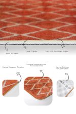 - PaspasTakimi-2li-Set1469-Gorsel-3 - Realhomes 2'li Set Turuncu - Krem Zeminde Etnik Motifli El Dokuma Desenli Geometrik Eskitme Motifli 2'li Banyo & Mutfak Paspas Takımı Realhomes