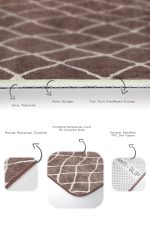2'li Set Kahverengi Zeminde Etnik Motifli Baklava Desenli Eskitme Motifli Geometrik  2'li Banyo & Mutfak Paspas Takımı Realhomes