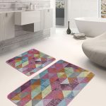 2'li Set Mavi Zeminde Hereke Motifli Otantik Desenli Etnik Motifler Avangarde  2'li Banyo & Mutfak Paspas Takımı Realhomes