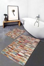 - PaspasTakimi-2li-Set1479-Gorsel-5 - Realhomes 2'li Set Rengarenk Zeminde Patchwork Motifli Kilim Desenli Vintage Sade & Şık 2'li Banyo & Mutfak Paspas Takımı Realhomes