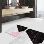 2'li Set Antika Zeminde Geometrik Motifli Eskitme Desenli Geometrik Eskitme Motifli  2'li Banyo & Mutfak Paspas Takımı Realhomes