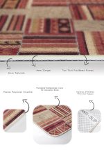 2'li Set Krem - Kahverengi Zeminde Patchwork Motifli Etnik Desenli Etnik Motifler Vintage  2'li Banyo & Mutfak Paspas Takımı Realhomes