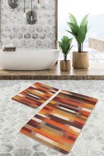 - PaspasTakimi-2li-Set1484-Gorsel-1 - Realhomes 2'li Set Çok Renkli Zeminde Patchwork Motifli Yöresel Desenli Vintage Klasik 2'li Banyo & Mutfak Paspas Takımı Realhomes