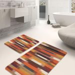 2'li Set Krem - Siyah Zeminde Göbekli Halı Motifli Otantik Desenli Avangarde Vintage  2'li Banyo & Mutfak Paspas Takımı Realhomes