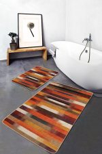 - PaspasTakimi-2li-Set1484-Gorsel-2 - Realhomes 2'li Set Çok Renkli Zeminde Patchwork Motifli Yöresel Desenli Vintage Klasik 2'li Banyo & Mutfak Paspas Takımı Realhomes