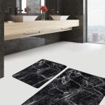 2'li Set Kahverengi Zeminde Morrocan Motifli Eskitme Desenli Geometrik Vintage  2'li Banyo & Mutfak Paspas Takımı Realhomes