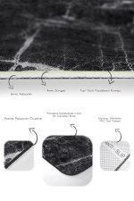 - PaspasTakimi-2li-Set1487-Gorsel-3 - Realhomes 2'li Set Siyah Zeminde Mermer Motifli Eskitme Desenli Sade & Şık Klasik 2'li Banyo & Mutfak Paspas Takımı Realhomes