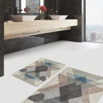 2'li Set Gold - Krem Zeminde Tablo Motifli Abstract Desenli Bohem Klasik  2'li Banyo & Mutfak Paspas Takımı Realhomes