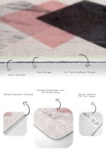 - PaspasTakimi-2li-Set1495-Gorsel-3 - Realhomes  2'li Set Pembe - Ekru Zeminde Geometrik Motifli Mermer Desenli Sade & Şık Geometrik  2'li Banyo & Mutfak Paspas Takımı Realhomes