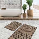 2'li Set Renkli Zeminde Halı Motifli Modern Desenli Klasik Vintage  2'li Banyo & Mutfak Paspas Takımı Realhomes