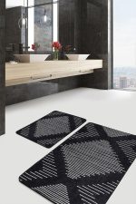 - PaspasTakimi-2li-Set1501-Gorsel-5 - Realhomes  2'li Set Siyah  Zeminde Tribal Motifli El Dokuma Desenli Geometrik Sade & Şık  2'li Banyo & Mutfak Paspas Takımı Realhomes