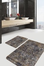 2'li Set Antika Zeminde Geleneksel Motifli Kilim Desenli Avangarde Eskitme Motifli  2'li Banyo & Mutfak Paspas Takımı Realhomes