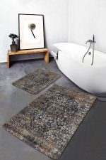 2'li Set Antika Zeminde Geleneksel Motifli Kilim Desenli Avangarde Eskitme Motifli  2'li Banyo & Mutfak Paspas Takımı Realhomes