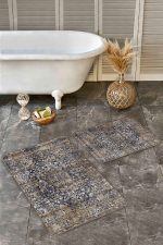 2'li Set Antika Zeminde Geleneksel Motifli Kilim Desenli Avangarde Eskitme Motifli  2'li Banyo & Mutfak Paspas Takımı Realhomes