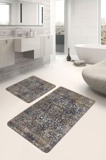 2'li Set Antika Zeminde Geleneksel Motifli Kilim Desenli Avangarde Eskitme Motifli  2'li Banyo & Mutfak Paspas Takımı Realhomes