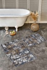 2'li Set Antika Zeminde Eskitme Motifli Geleneksel Desenli Avangarde Vintage  2'li Banyo & Mutfak Paspas Takımı Realhomes