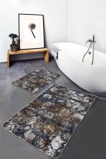 2'li Set Antika Zeminde Eskitme Motifli Geleneksel Desenli Avangarde Vintage  2'li Banyo & Mutfak Paspas Takımı Realhomes