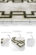 - PaspasTakimi-2li-Set1509-Gorsel-3 - Realhomes  2'li Set Gold - Krem Zeminde Çerçeveli Motifli Eskitme Desenli Geometrik Klasik  2'li Banyo & Mutfak Paspas Takımı Realhomes