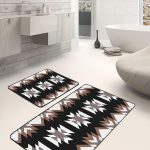 2'li Set Lacivert - Gri Zeminde Antika Motifli El Dokuma Desenli Vintage Etnik Motifler  2'li Banyo & Mutfak Paspas Takımı Realhomes