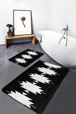 - PaspasTakimi-2li-Set1517-Gorsel - Realhomes  2'li Set Siyah Zeminde Tribal Motifli Kilim Desenli Etnik Motifler Geometrik  2'li Banyo & Mutfak Paspas Takımı Realhomes