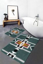 - PaspasTakimi-2li-Set1518-Gorsel-1 - Realhomes 2'li Set Yeşil Zeminde Geleneksel Motifli Geleneksel Desenli Etnik Motifler Vintage 2'li Banyo & Mutfak Paspas Takımı Realhomes