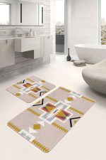 - PaspasTakimi-2li-Set1521-Gorsel - Realhomes  2'li Set Krem Zeminde Tribal Motifli Antik Desenli Etnik Motifler Geometrik  2'li Banyo & Mutfak Paspas Takımı Realhomes