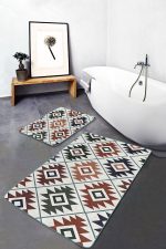 - PaspasTakimi-2li-Set1522-Gorsel - Realhomes  2'li Set Geometrik Zeminde Otantik Motifli Geleneksel Desenli Geometrik Etnik Motifler  2'li Banyo & Mutfak Paspas Takımı Realhomes