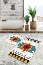 - PaspasTakimi-2li-Set1523-Gorsel-4 - Realhomes  2'li Set Krem Zeminde Geleneksel Motifli Kilim Desenli Etnik Motifler Geometrik  2'li Banyo & Mutfak Paspas Takımı Realhomes