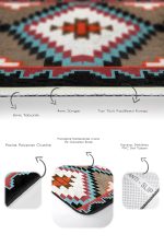 2'li Set Krem - Ekru Zeminde Kilim Motifli Geleneksel Desenli Geometrik Etnik Motifler  2'li Banyo & Mutfak Paspas Takımı Realhomes