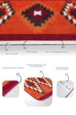 2'li Set Kırmızı Zeminde Geleneksel Motifli Kilim Desenli Geometrik Vintage  2'li Banyo & Mutfak Paspas Takımı Realhomes