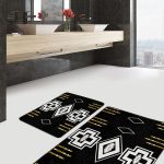 2'li Set Boyama Zeminde Fırça Darbeleri Motifli Boya Desenli Modern Klasik Salon & Oturma Odası  2'li Banyo & Mutfak Paspas Takımı Realhomes