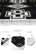 - PaspasTakimi-2li-Set1529-Gorsel-3 - Realhomes  2'li Set Siyah Zeminde Kilim Motifli Geometrik Desenli Vintage Geometrik  2'li Banyo & Mutfak Paspas Takımı Realhomes