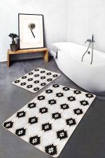 - PaspasTakimi-2li-Set1531-Gorsel - Realhomes  2'li Set Siyah Zeminde Etnik Motifli Kilim Desenli Etnik Motifler Sade & Şık  2'li Banyo & Mutfak Paspas Takımı Realhomes