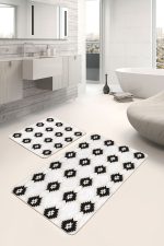 - PaspasTakimi-2li-Set1531-Gorsel-4 - Realhomes  2'li Set Siyah Zeminde Etnik Motifli Kilim Desenli Etnik Motifler Sade & Şık  2'li Banyo & Mutfak Paspas Takımı Realhomes