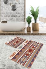 - PaspasTakimi-2li-Set1534-Gorsel-2 - Realhomes  2'li Set Retro Zeminde Antika Motifli Geleneksel Desenli Etnik Motifler Vintage  2'li Banyo & Mutfak Paspas Takımı Realhomes