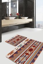 - PaspasTakimi-2li-Set1534-Gorsel-5 - Realhomes  2'li Set Retro Zeminde Antika Motifli Geleneksel Desenli Etnik Motifler Vintage  2'li Banyo & Mutfak Paspas Takımı Realhomes