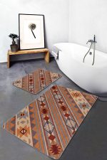 - PaspasTakimi-2li-Set1535-Gorsel-2 - Realhomes 2'li Set Etnik Zeminde Retro Motifli Kilim Desenli Vintage Etnik Motifler 2'li Banyo & Mutfak Paspas Takımı Realhomes