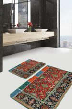 - PaspasTakimi-2li-Set1538-Gorsel-1 - Realhomes  2'li Set Antika Zeminde Etnik Motifli Kilim Desenli Etnik Motifler Avangarde  2'li Banyo & Mutfak Paspas Takımı Realhomes