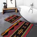 2'li Set Gold - Krem Zeminde Çerçeveli Motifli Çiçek Desenli Sade & Şık Modern  2'li Banyo & Mutfak Paspas Takımı Realhomes