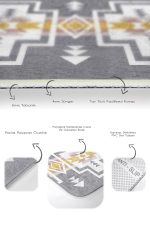 - PaspasTakimi-2li-Set1543-Gorsel-3 - Realhomes  2'li Set Gri Zeminde Tribal Motifli Geometrik Desenli Etnik Motifler Vintage  2'li Banyo & Mutfak Paspas Takımı Realhomes
